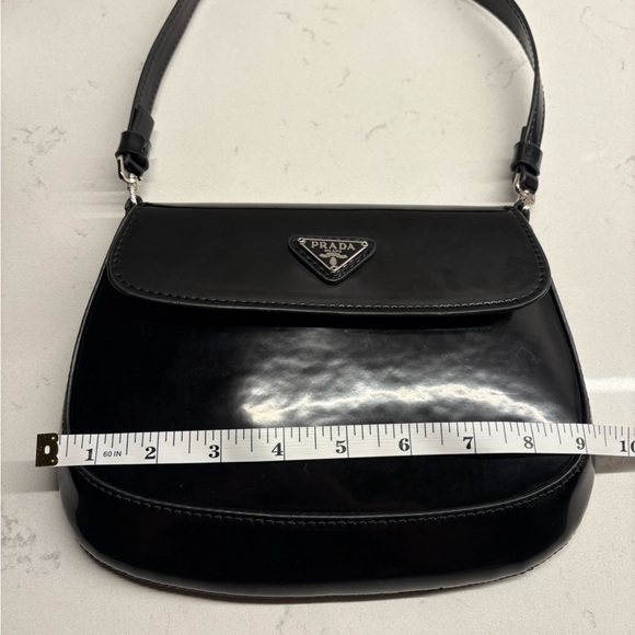 Prada small cleo brushed leather shoulder bag with flap (black) - Picture 5 of 10